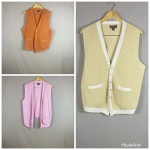 Lot x 3 Robert Talbott 100% Merino Wool Button Up Sweater Vest Mens Large Classy